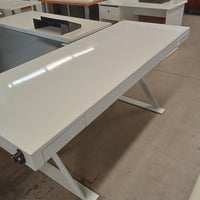 71"W White Desk with Two Drawers