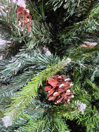 6.5' Full Snowy Delta Pine with Pine Cones Artificial Christmas Tree - Unlit