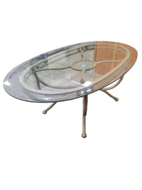 Oval Glass Top Coffee Table W/ Metal Base