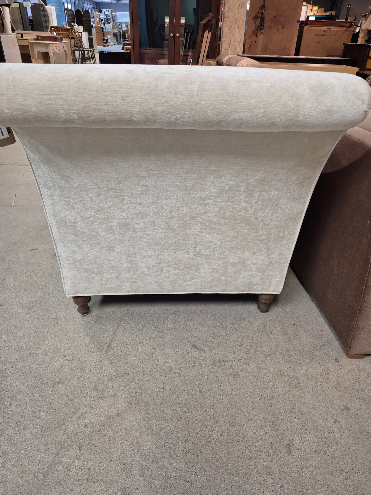 Light Cream Fabric Chaise Lounge with Pillow