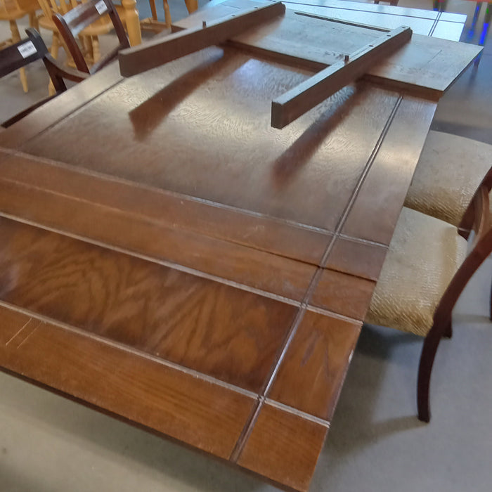 60"W Solid Wood Dining Table with Two Leaves