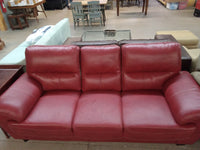 83.5" W Red Leather Sofa