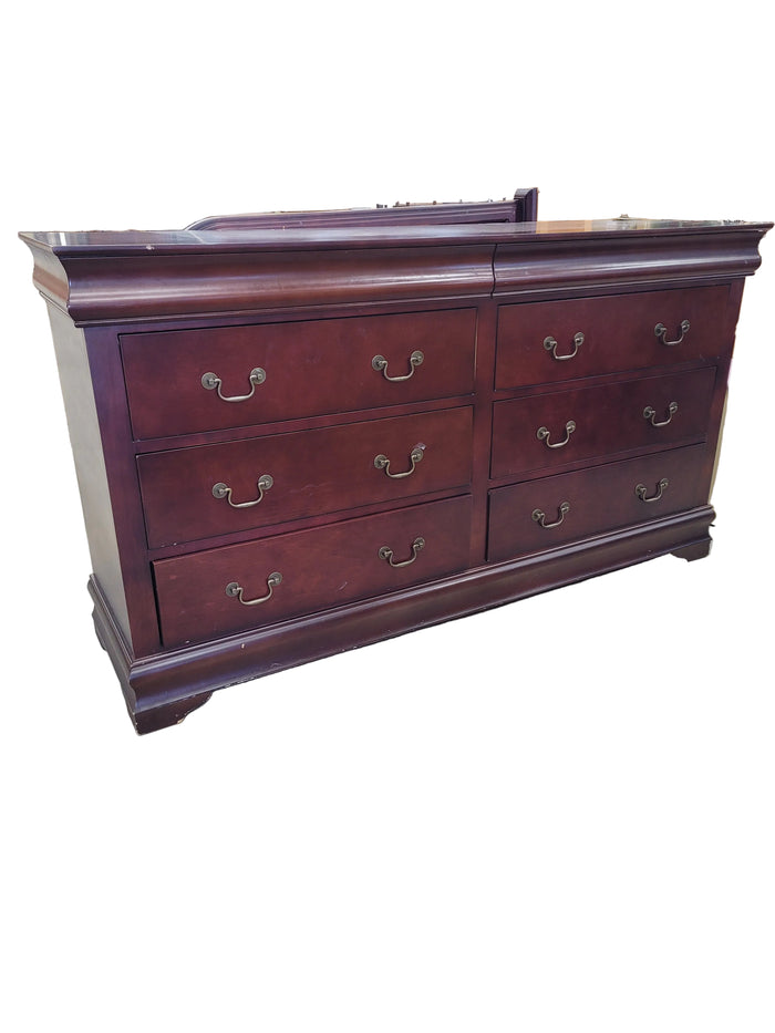 Louis Philippe Style 6-Drawer Dresser W/Mirror