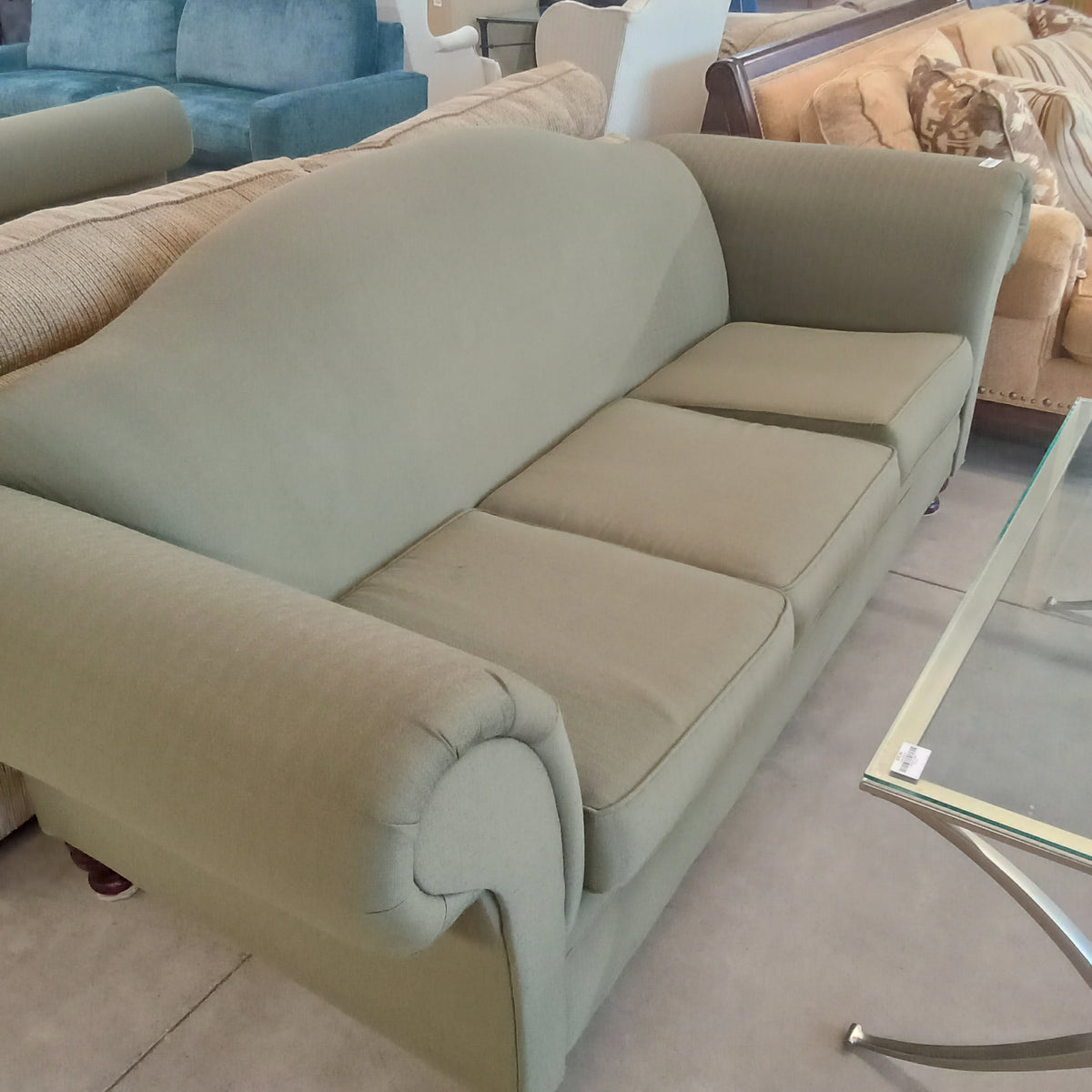 92"W Green Fabric 3-Seat Sofa