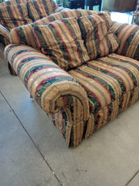 69"W Gold and Green Love Seat