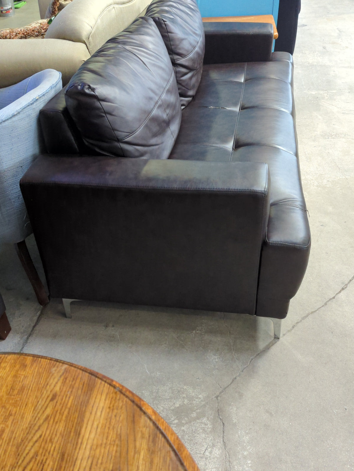 Black Faux Leather Sofa