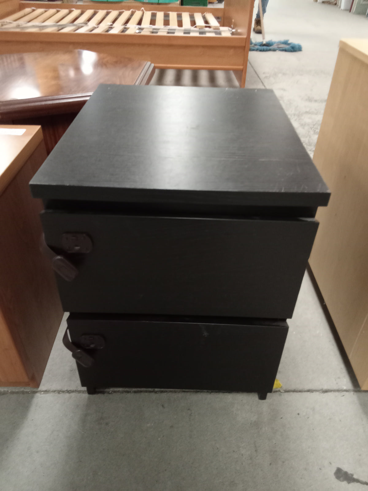 16"W Black Side Table with Two Drawers