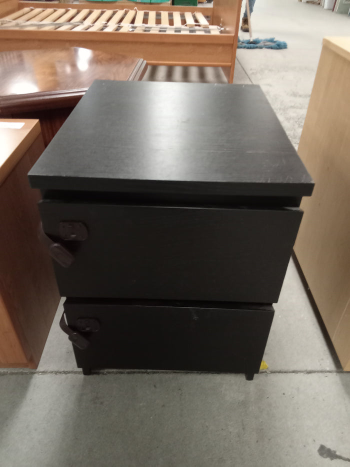 16"W Black Side Table with Two Drawers