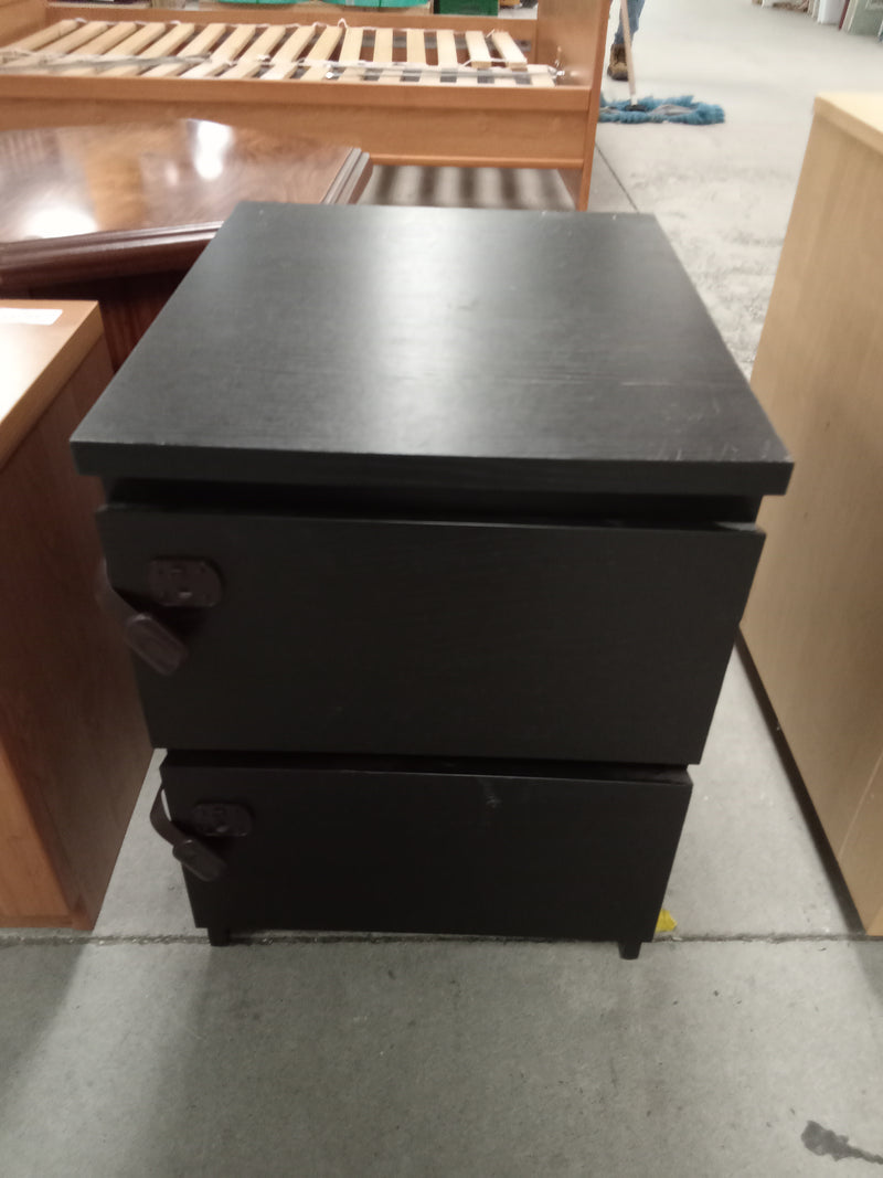 16"W Black Side Table with Two Drawers