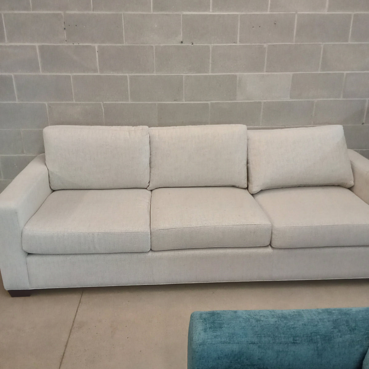 96"W Modern Style 3-Seat Sofa in Light Gray