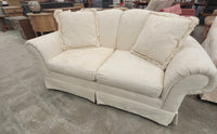 Off-White Loveseat W/Floral Damask Pattern