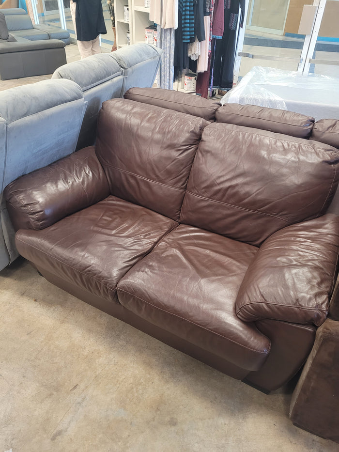 Chocolate Brown Leather Loveseat