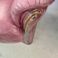 37"W Burgundy Leather Armchair