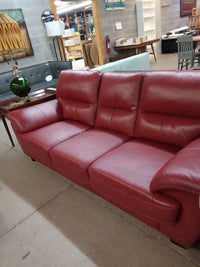 83.5" W Red Leather Sofa