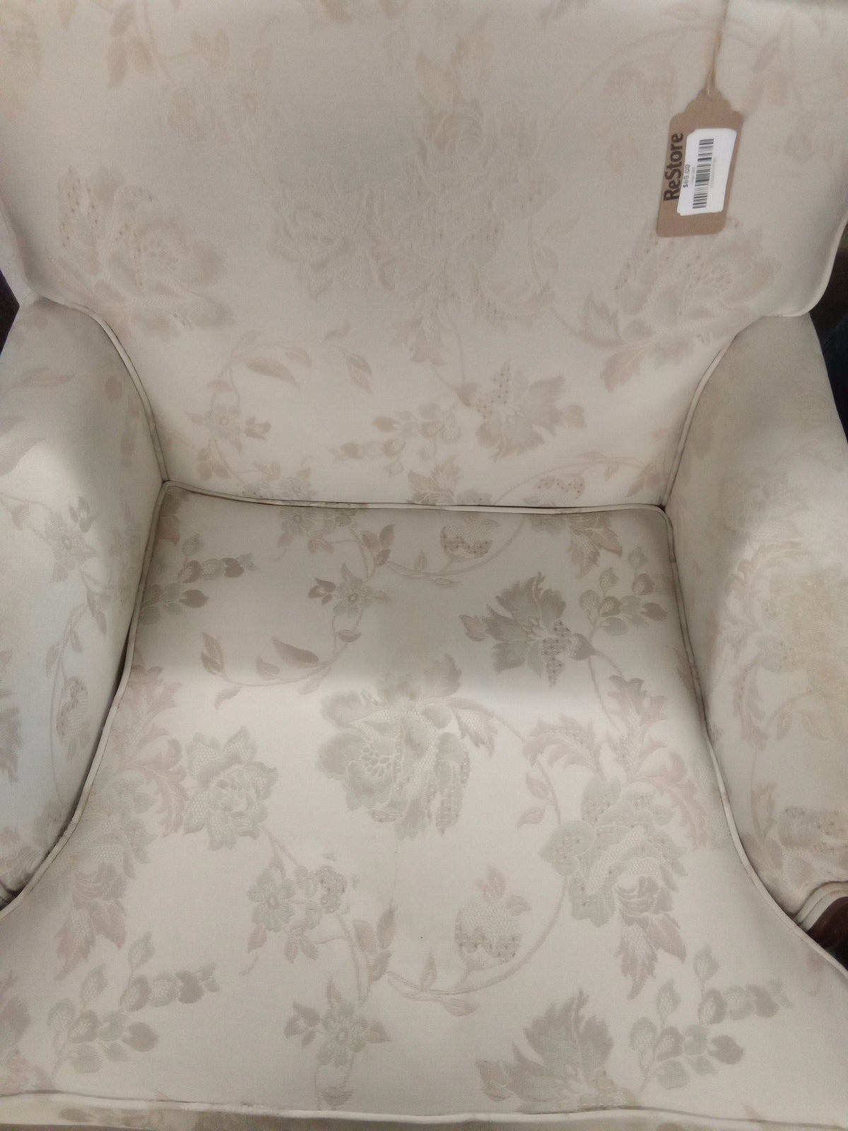 27.5"W Beige Floral Armchair