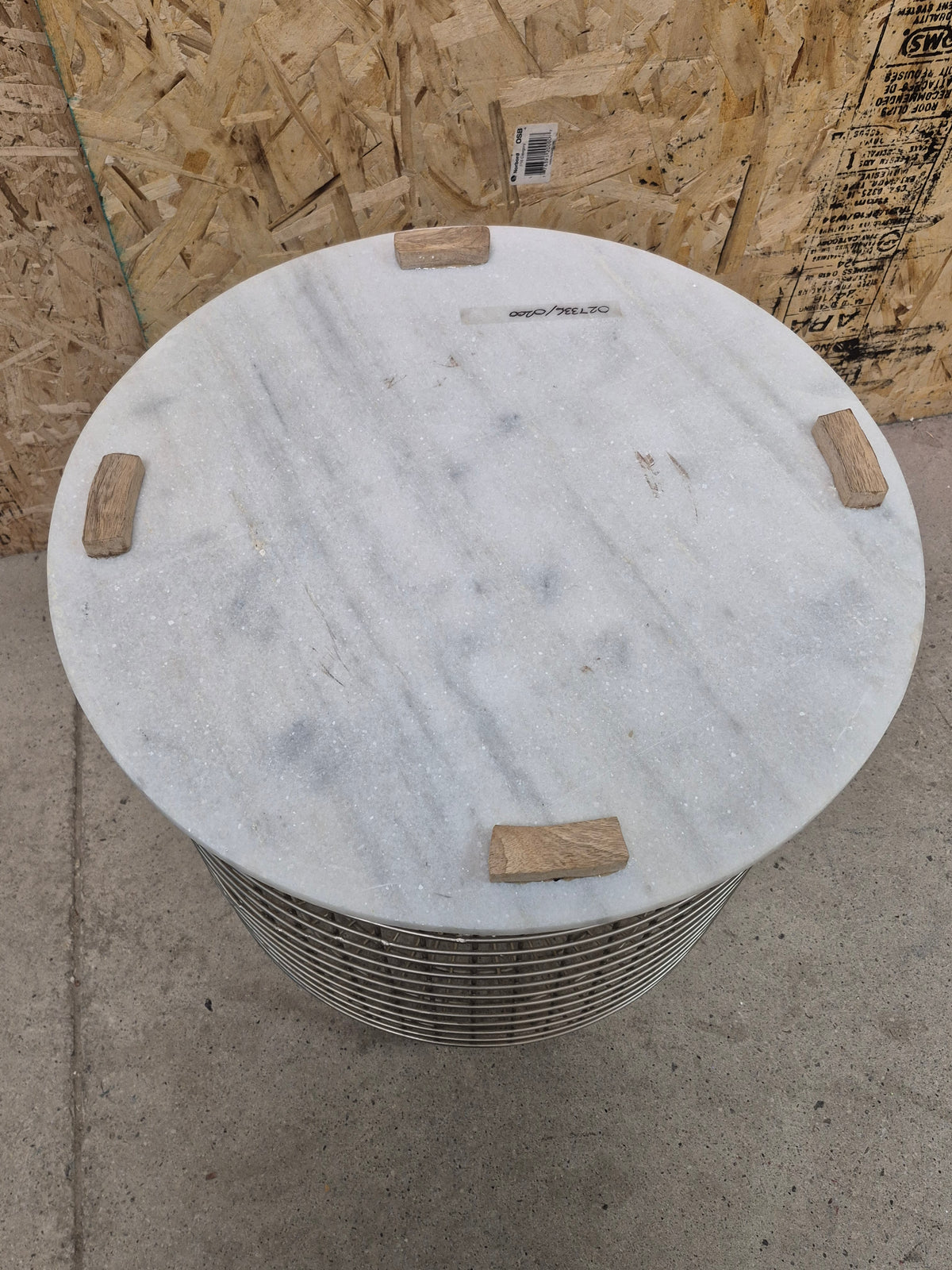 Basket Side table with White Marble Top