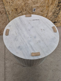 Basket Side table with White Marble Top