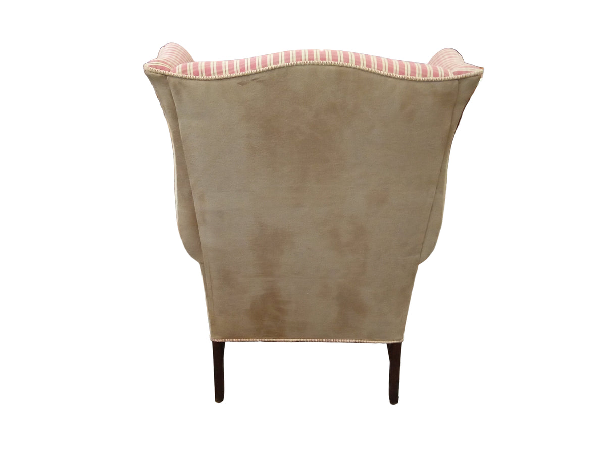 Red/Beige Wing Chair