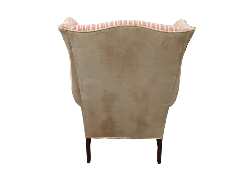 Red/Beige Wing Chair