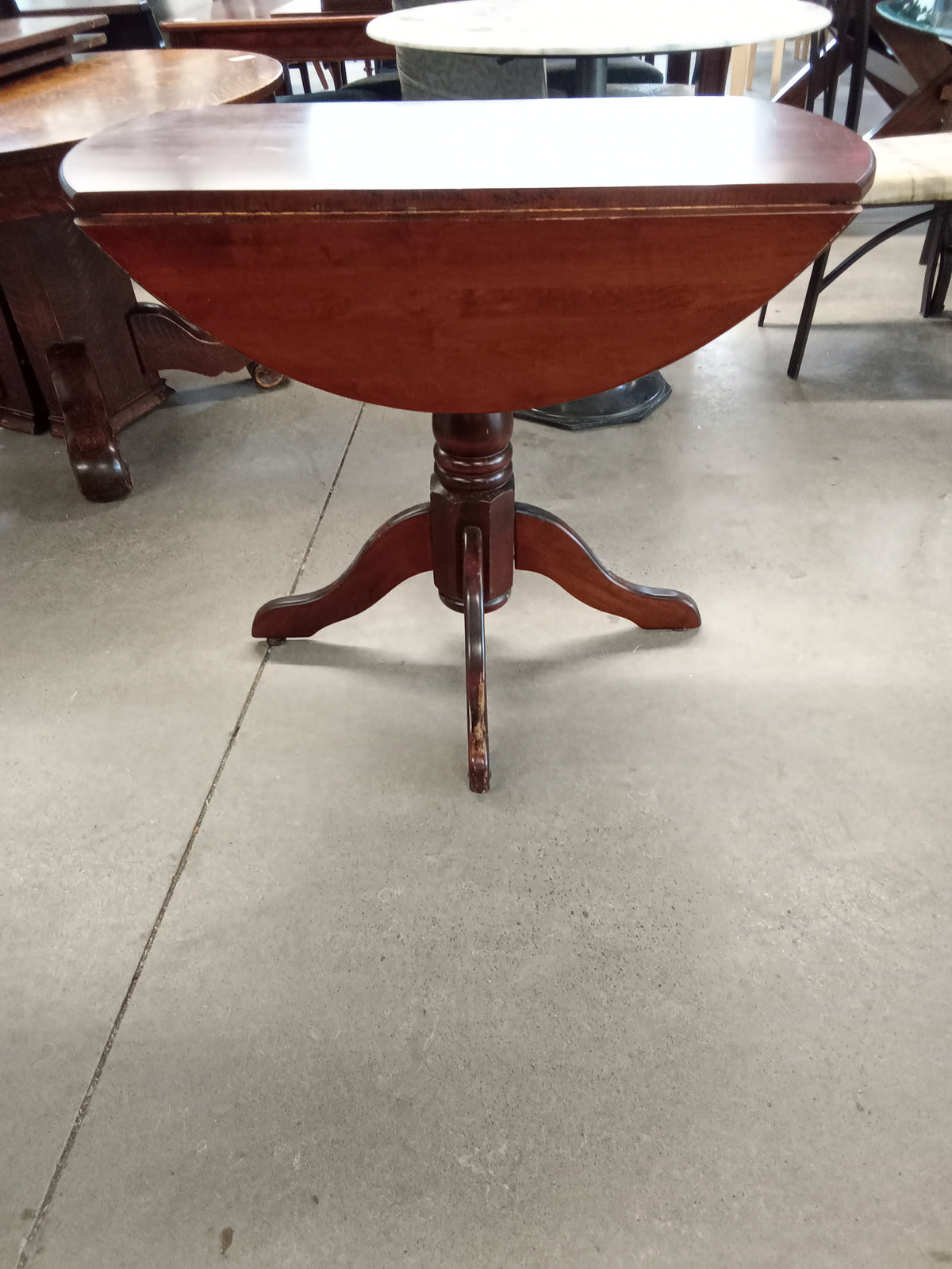 38" Diameter Round Wood Drop Leaf Dining Table