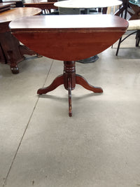 38" Diameter Round Wood Drop Leaf Dining Table