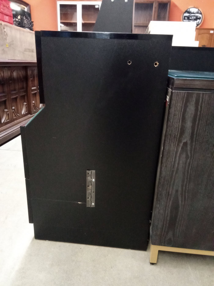 18"W Modern Black & Mirrored Glass 3-Drawer Cabinet