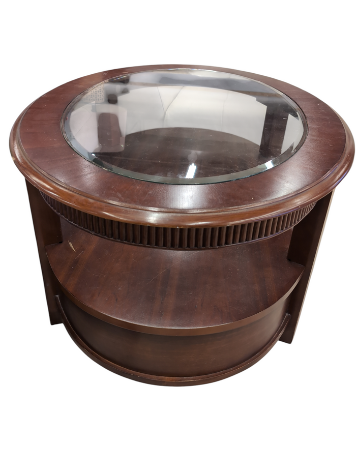 Syrup Oval Two Level Coffee Table w/glass Top #JS44