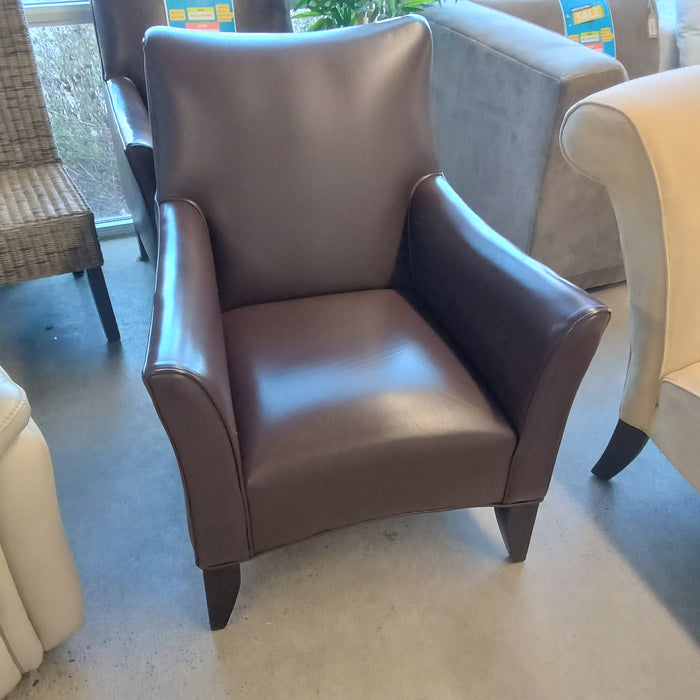 31"W Brown Leatherette Armchair