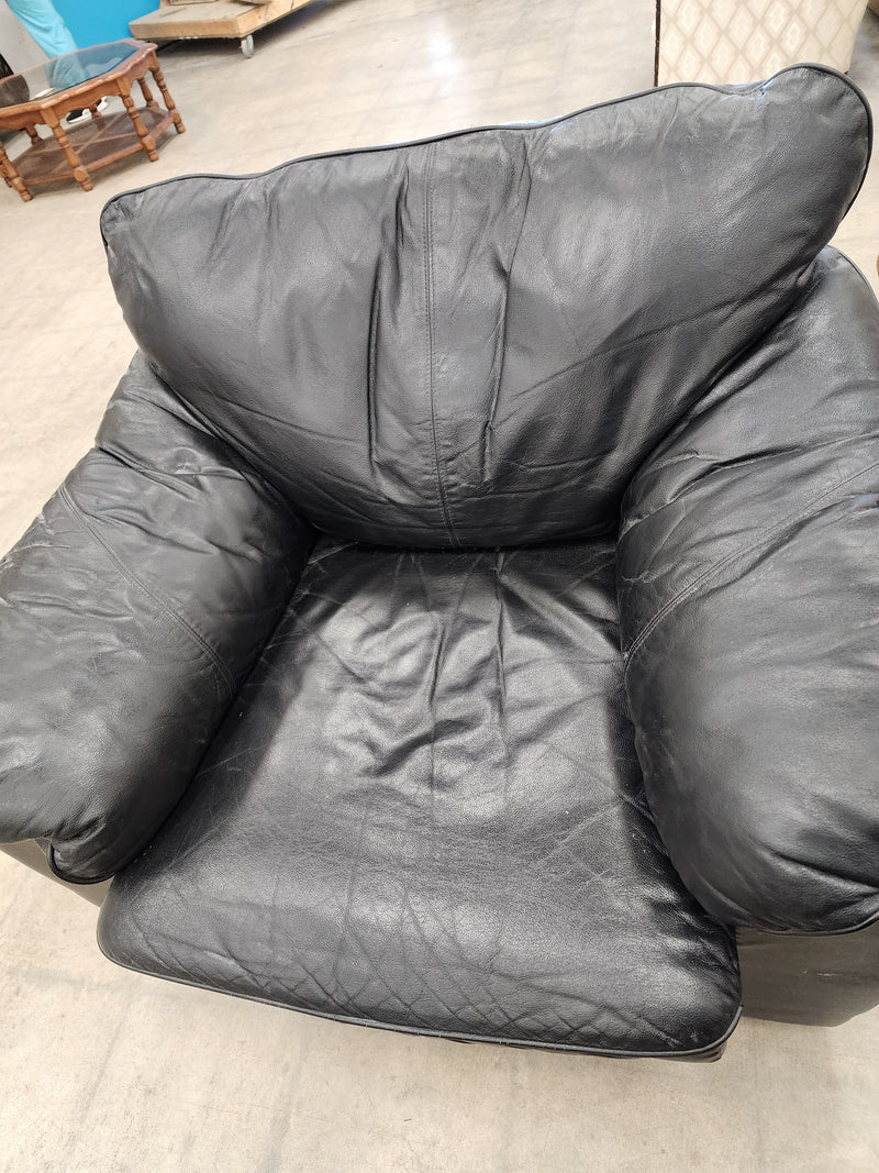 Black Faux Leather Armchair