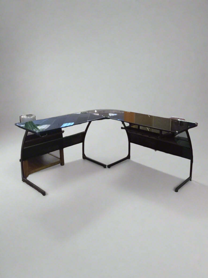 Dark L-Shaped Office Desk