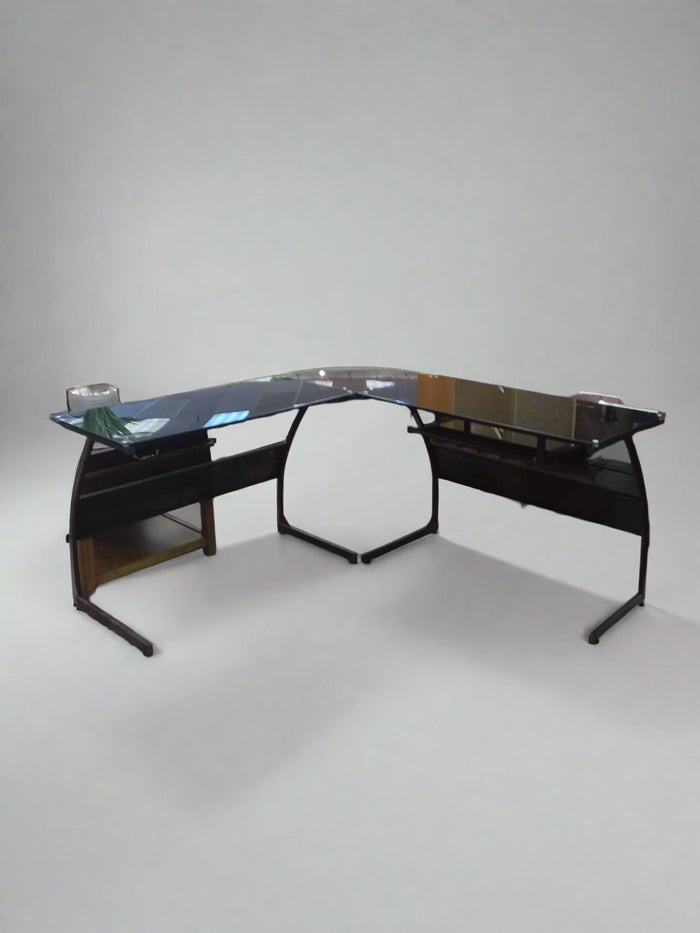 Dark L-Shaped Office Desk