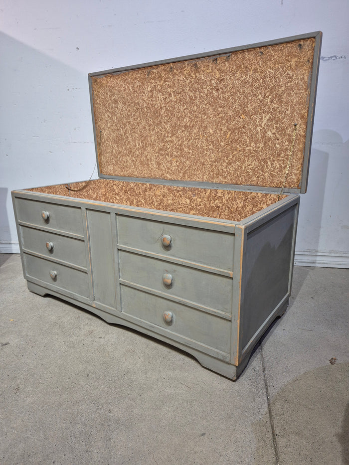 Distressed Blanket Box on Casters