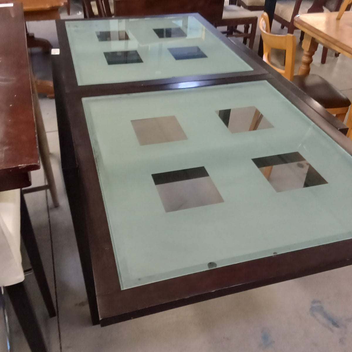 35.5"W Dining Table with Tempered Glass Top