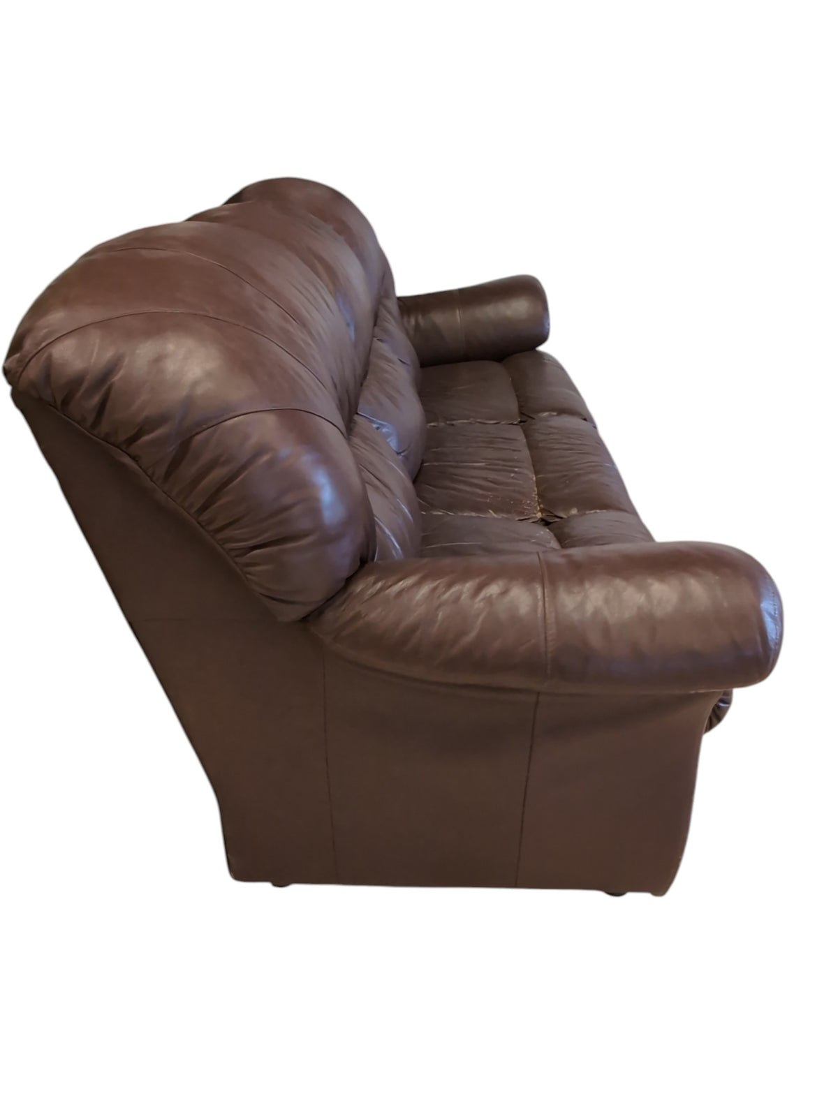 Brown Leather 3-Seater Sofa