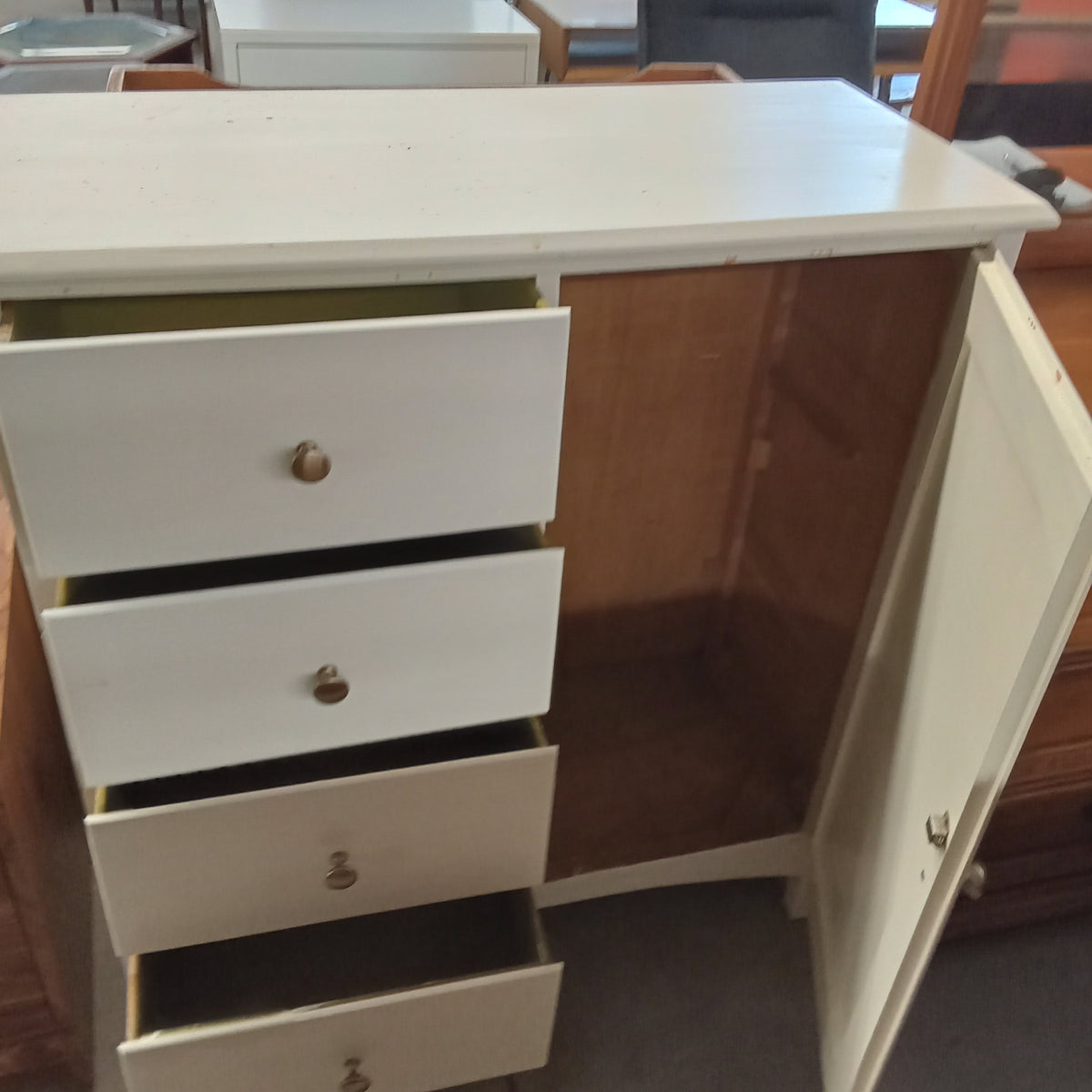 36"W Armoire in White Painted Wood
