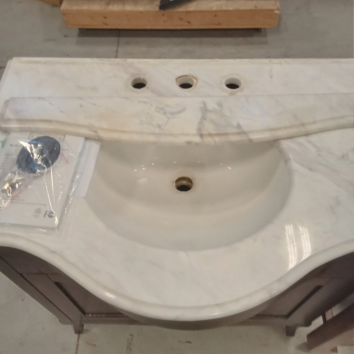 32"W Bathroom Vanity with Marble Top and Sink