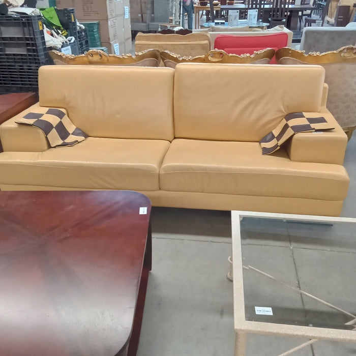 90"W Modern Leather Love Seat