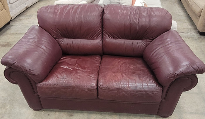 Burgundy Leather Loveseat