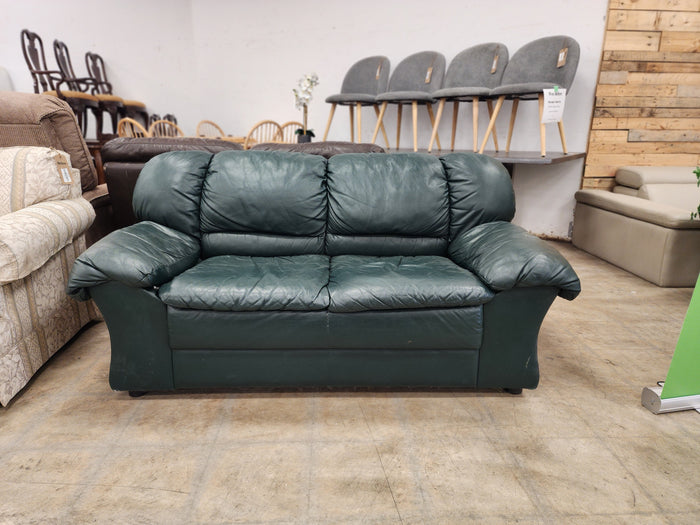 Dark Green Faux Leather Sofa