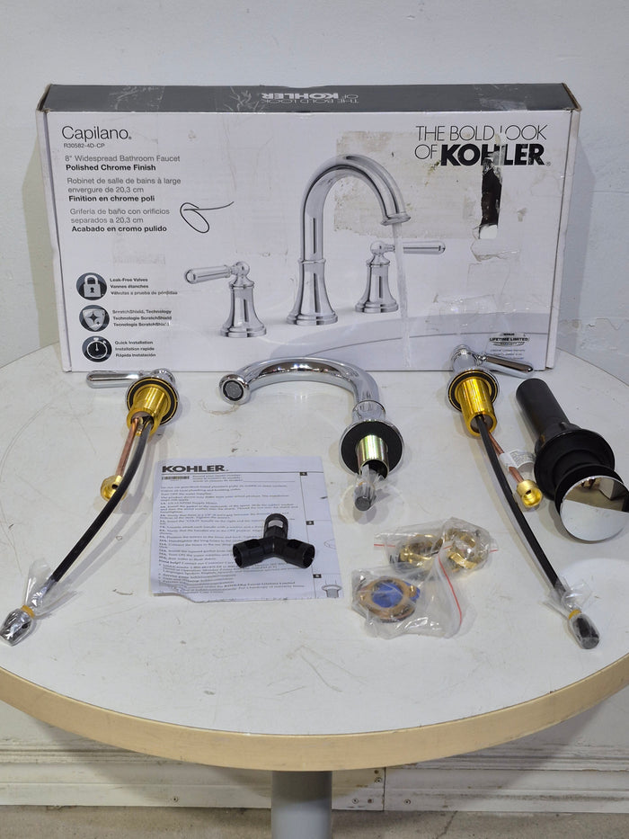 Capilano 8-Inch Widespread Bathroom Sink faucet in Polished Chrome