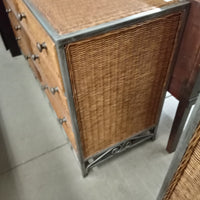 54"W Rattan 6-Drawer Dresser with Steel Frame