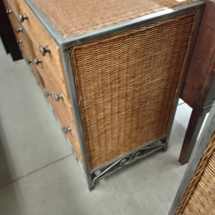 54"W Rattan 6-Drawer Dresser with Steel Frame