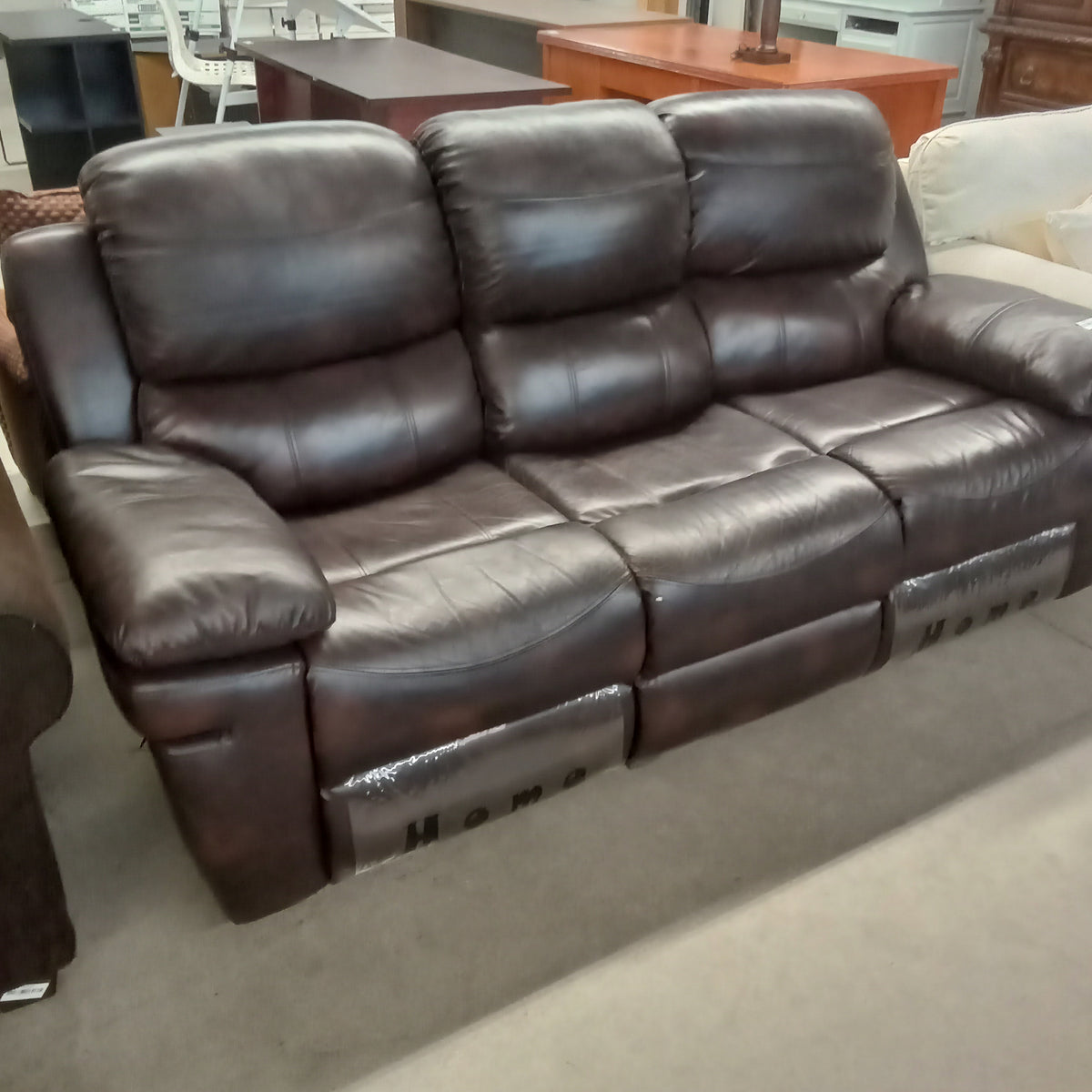 80"W Leather Recliner 3-Seat Sofa