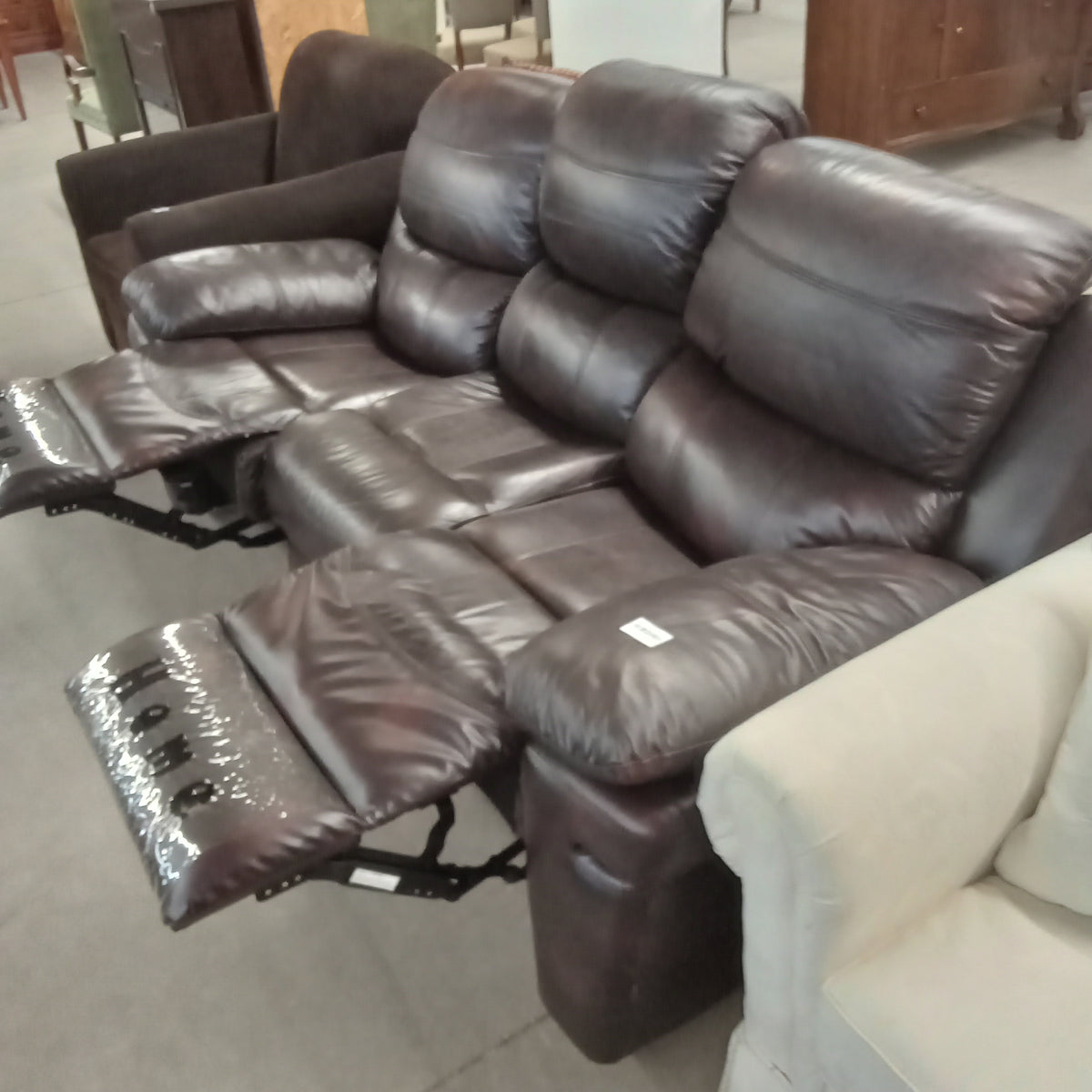 80"W Leather Recliner 3-Seat Sofa