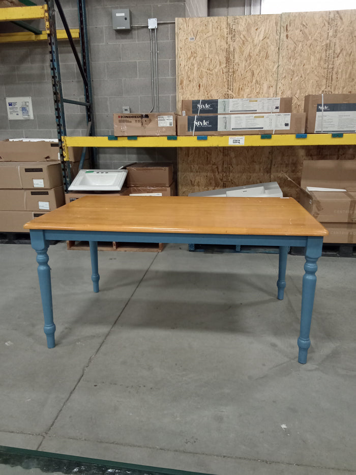 58"W Dining Table W/ Blue Legs
