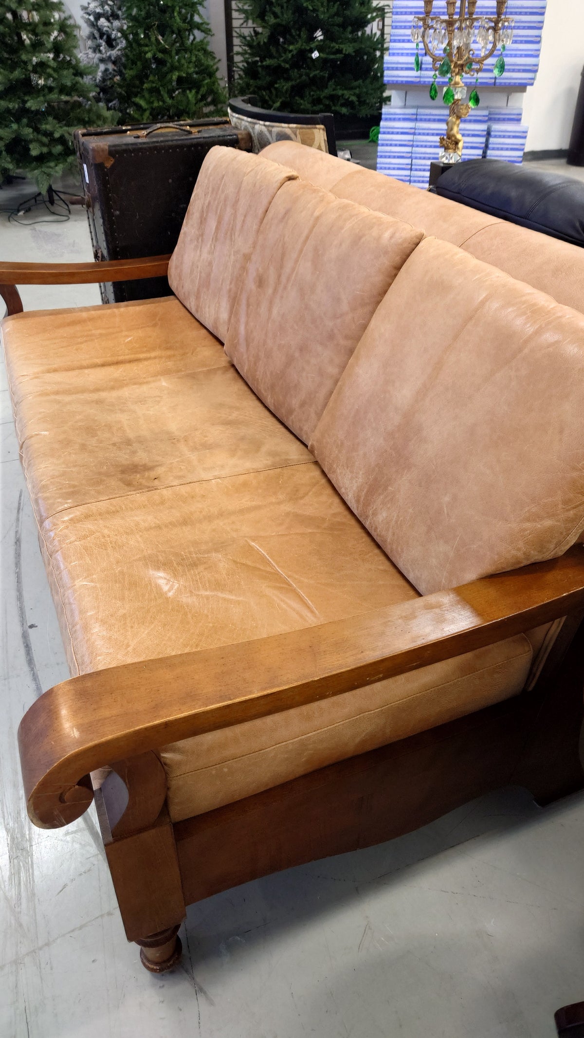 Tan Leather 3 Seater Sofa