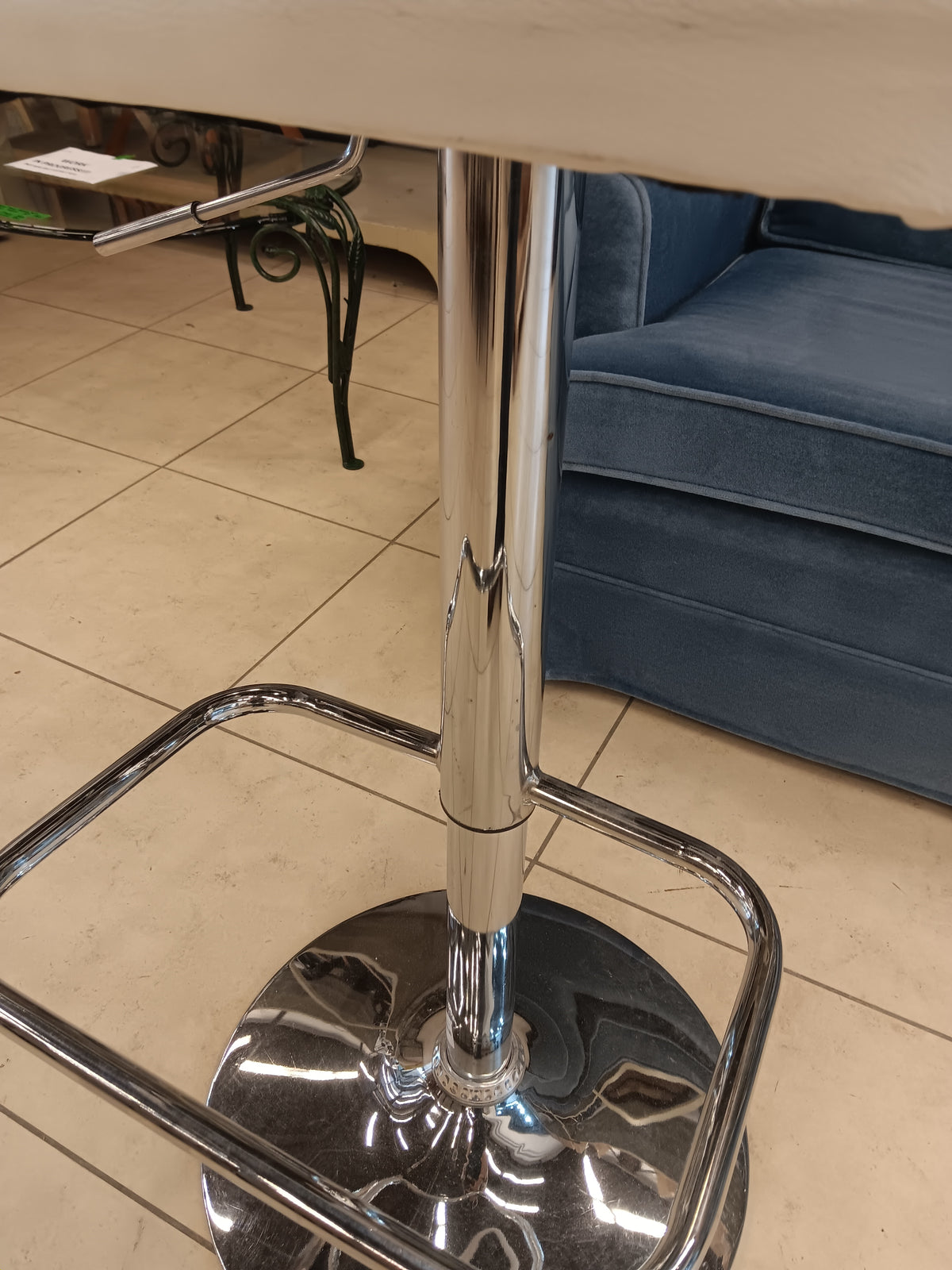 Modern Backless White Faux Leather Adjustable Bar Stool