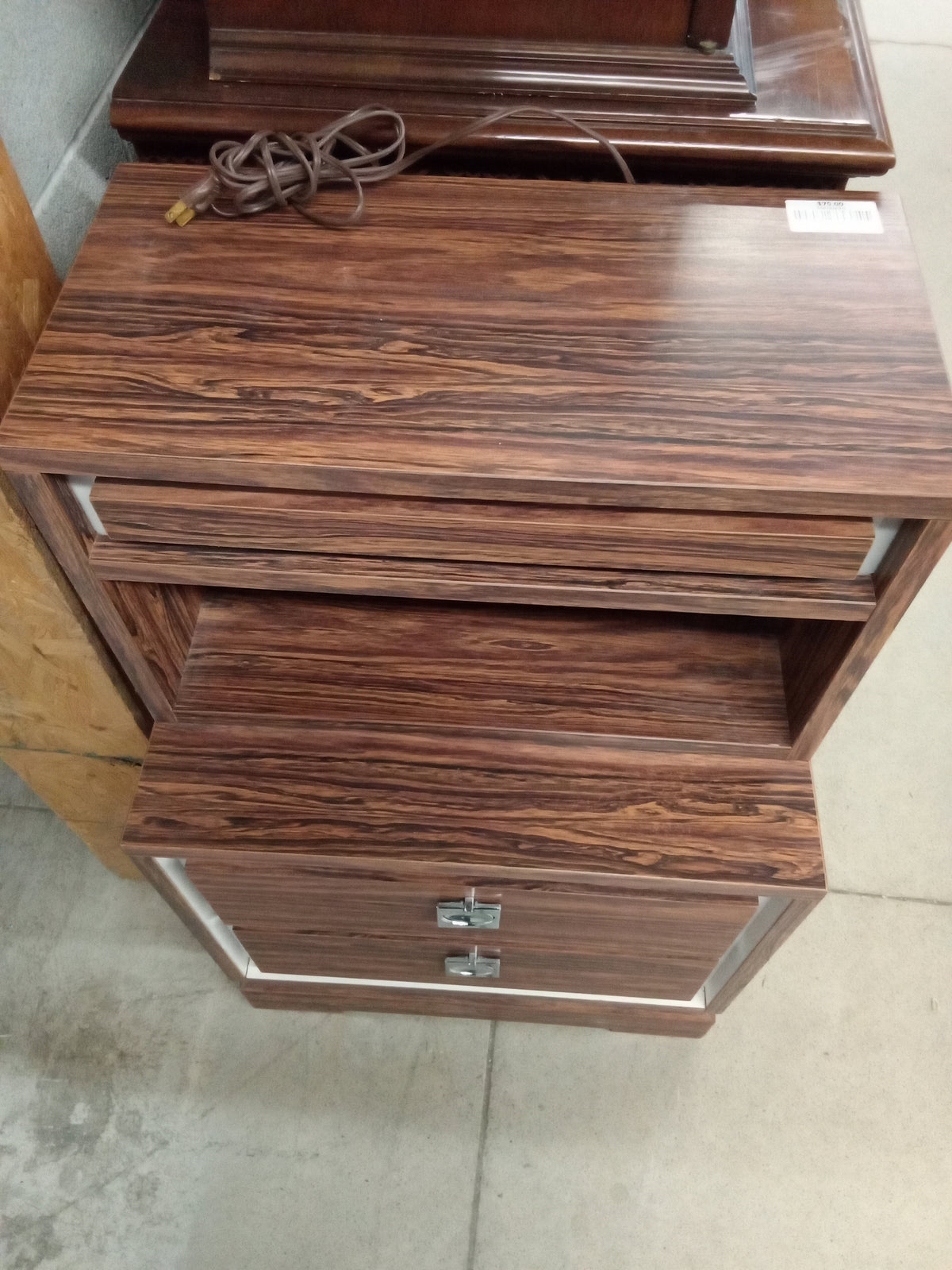 20"W Side Table with Drawers And Open Shelf