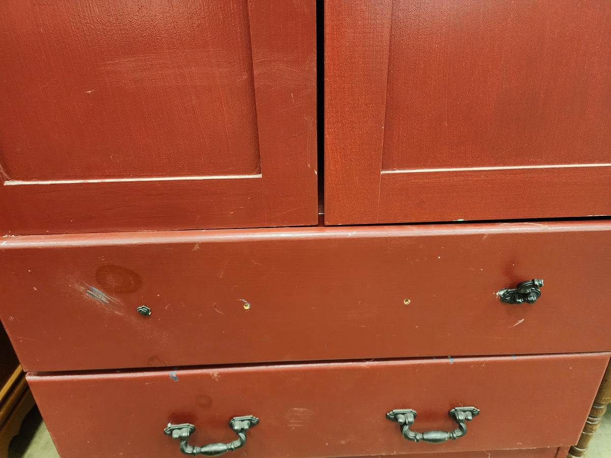 Red 2 Door Armoire with 2 Drawers