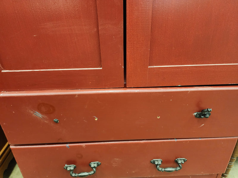 Red 2 Door Armoire with 2 Drawers